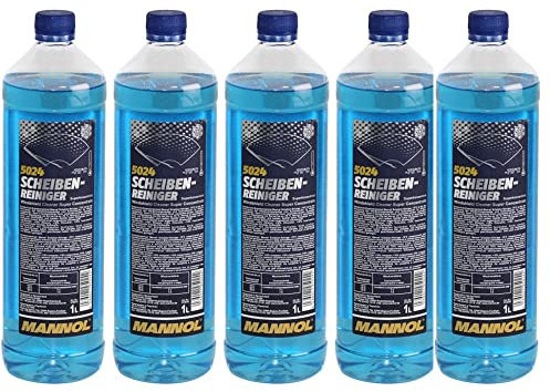 MANNOL 5024 Scheibenreiniger 5 x 1 Liter Frostschutz Antifrost, Konzentrat, bis -70°C, Zitrusduft, Gebrauchsfertiger Reiniger, Kraftvoller Auto Scheibenwischwasser, Glasreiniger Auto, für den Winter
