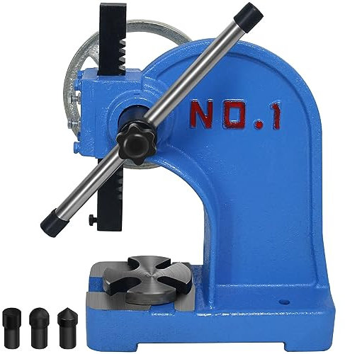 HAowosi Arbor Press 1 Ton,Ratchet Leverage Arbor Press with Handwheel,5.5 Maximum Height Manual Desktop Punch Press Machine Metal Arbor Press Tool,for Stamping