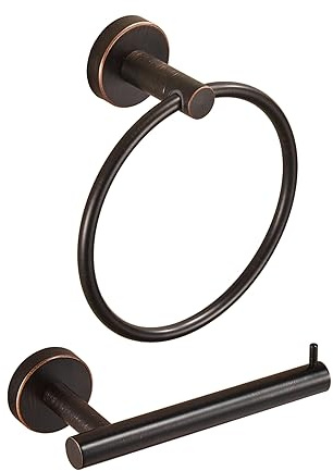 WINCASE Toilet Paper Holder Towel Holder, Oil Rubbed Bronze Bathroom Hardware Set, Hand Towel Ring Toilet Paper Roll Holder Wall Mount, Rustic Farmhouse Rustproof Stainless Steel Bathroom Accessories