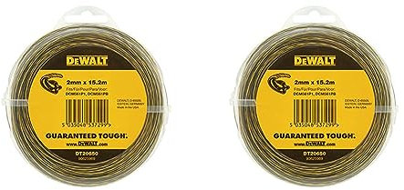 Dewalt Trimmerfaden/Ersatzfaden für 54V Akku-Motorsense DT20650 (2.0 mm Durchmesser, Länge 15,2 m, 1 Stück) (Packung mit 2)