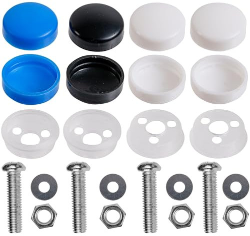 Kennzeichen Gewindeschrauben Set, 24-teilig, M5 x 20 mm, Kennzeichenbefestigung mit Abdeckkappen, Befestigung KFZ Nummernschild, Auto Kennzeichenhalter, Abdeckung Kennzeichen Schrauben Halterung Kit