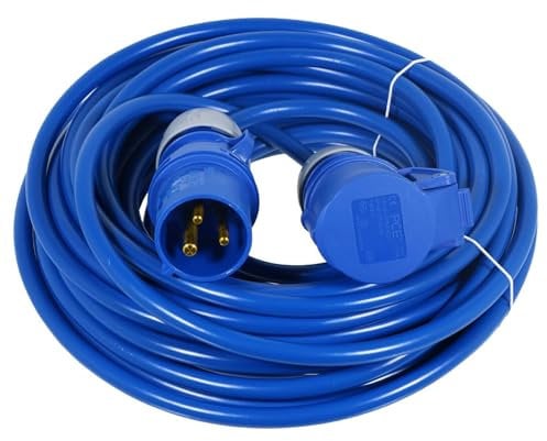 SPARES2GO 16A Extension Lead 14m 240V 2.5mm Heavy Duty Power Cable Cord 3-Pin 2P+E (Blue)