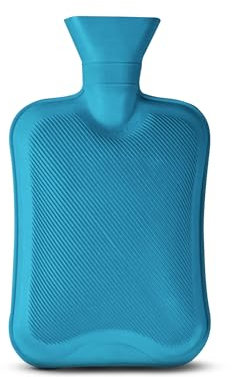 Primes DIY Hot Water Bottle, 2000 ML Classic Rubber Hot Water Bag for Menstrual Cramps, Feet Warmer, Neck, Shoulders Pain Relief, Back & Cosy Nights, Hot and Cold Therapy (Blue)-2 pcs Pack