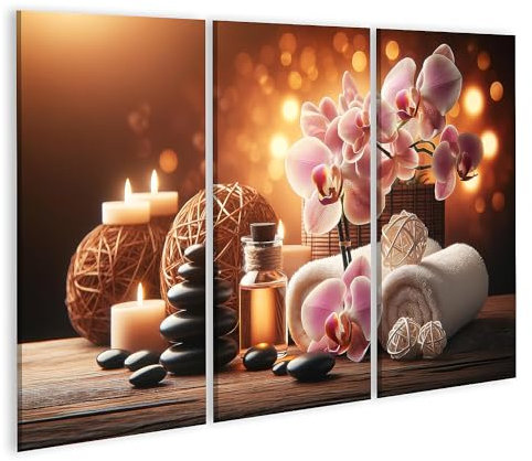 islandburner Prime Bild auf Leinwand Kerzenlicht und Orchideen im Wellness-Spa Thai Massage Salon Kosmetikstudio Bilder Wandbilder Poster