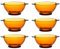 Acan Tradineur - Pack de 6 Boles, Cuencos de Vidrio con Asas, Modelo LYS, tazón Resistente a los Golpes y choques térmicos, Apto para lavavajillas (Ámbar - 51 cl - 16,3 x 13,4 x 6,5 cm)