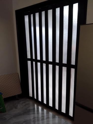 AVLLSO Raumteiler schiebetür Mattierte klare Falttüren, Akkordeon-Schiebetür, Raumteiler für Küche/Wohnzimmer/Dusche/Tür, Aluminium- und Acrylplatten(Black(WxH),24x40in(61x101cm))