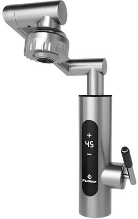 Electric Hot Water Tap Flexible Nozzle, Instant Heating Tap 220V 3400W, Stainless Steel Water Heater Tap, Supply Hot and Cold Water Electric Faucet with Temperature Display for Bathroom, Kitchen Sink