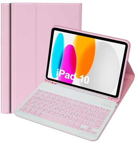 Custodia Tastiera Bluetooth iPad 11a Gen 2025 A16/10a Gen 2022 | Compatibile con Apple Pencil | Design Rimovibile | QWERTY Italiano | 11 Pollici (10.9) Rosa
