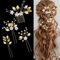 Dimeho 4 horquillas para el pelo de novia, horquillas de pelo de hoja dorada con flor de perlas de cristal, accesorio para el pelo de boda, pinzas para el pelo vintage, accesorios de joyería para