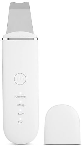 Limpiador Facial Ultrasónico, 4 Modos, Exfoliante Facial con Espátula, USB Recargable, Color Blanco