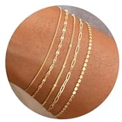 Tewiky Armband Set für Damen, 14K Gold Schlange Ketten Armbänder | Vergoldete Zarte Stapelbare ArmbäNder, Hautfreundlich Wasserfest Modisch, für Alltag & Stilvolles Geschenk für Frauen