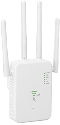 Ripetitore Wifi Potente Per Casa, Amplificatore WiFi Potente Extender WiFi 1200Mbps 5GHz & 2.4GHz Dual Band con Porta WAN, Porta LAN, Compatibile con Modem Router (Bianco)