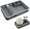 CHEFZOCO Escurreplato de plástico, Escurridor de Platos, Escurridor Fregadero de 2 módulos, con Bandeja Anti-Goteo, 45 cm de Ancho x 29.7 cm de Fondo x 8 cm de Altura, Gris
