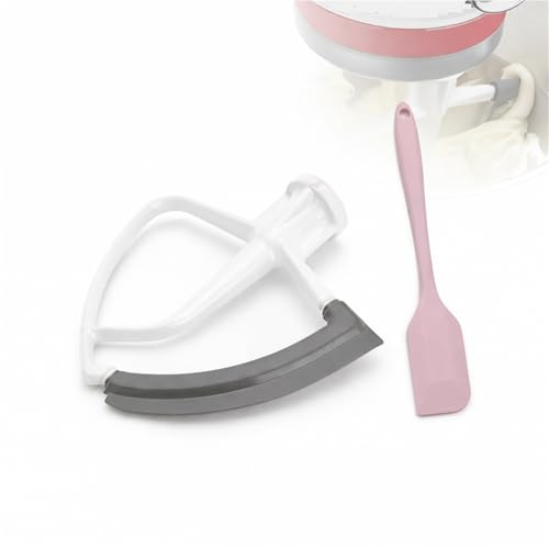 Rynplex Batteur Plat à Bord Flexible 5KFE5T pour KitchenAid 4.5–5 QT, Agitateur Flexible en Silicone pour Robot Pâtissier, avec Spatule en Silicone, Accessoire pour Mélanger Pâte et Crème