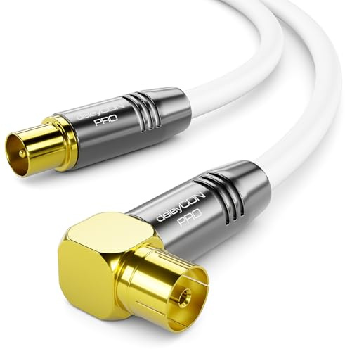 deleyCON 6m 4K TV Antennenkabel Koaxialkabel 90° IEC - Weiß