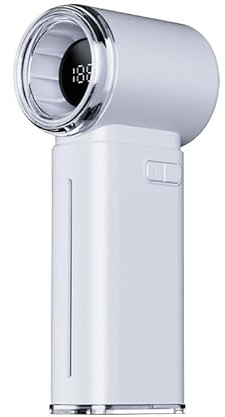 CHICGADGETS Ventilateur Portable avec Brumisateur Turbo 13m/s, 199 vitesses, Brume Fraîche Nanométrique 16°C, Réservoir Antibactérien, 15h, Écran Digital, USB-C – Blanc/Gris