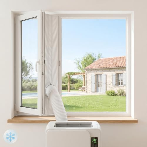 Junta de ventana de aire acondicionado para aires acondicionados móviles, secadora, secadora de evacuación, Hot Air Stop 400 cm, para fijar en la ventana, ventana de techo, ventana abatible