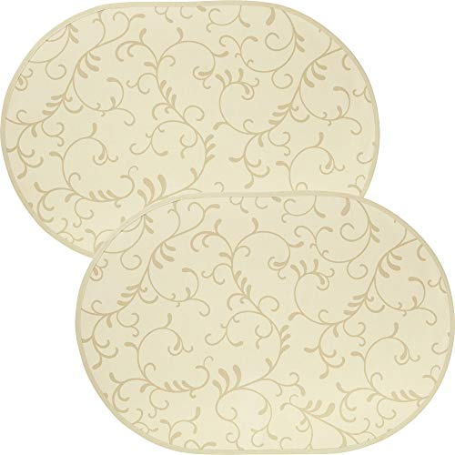 Erwin Müller Tischset Essen 2er-Pack abwaschbar Natur Größe oval: 35x50 cm