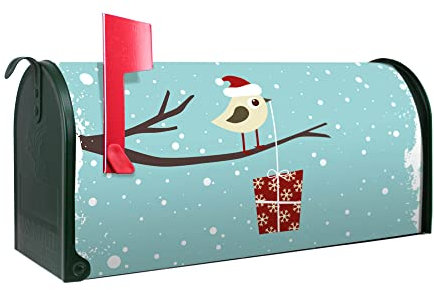banjado® Amerikanischer Briefkasten - US Mailbox/Letterbox mit Motiv Weihnachten 51x22x17cm - Postkasten Stahl aus Amerika – Briefkasten amerikanisch pulverbeschichtet