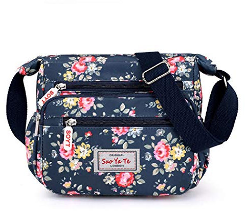 Gelory Crossbody-Handtasche für Damen: mehrere Taschen, Schultertasche, Kuriertasche, Nylon, wasserdicht, Reisehandtasche für Wasserflasche, Telefon, Einkaufen, Wandern, täglichen Gebrauch, blau,