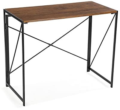 Versa Jack Escritorio Plegable para el Ordenador, Mesa para la Habitación o Estudio. Mesa Gaming, Medidas (Al x L x An) 74 x 45 x 90 cm, Madera y Metal, Color Marrón