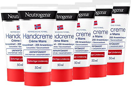 Neutrogena Norwegische Formel konzentrierte Handcreme für sehr trockene Hände, unparfümiert, 6x50ml