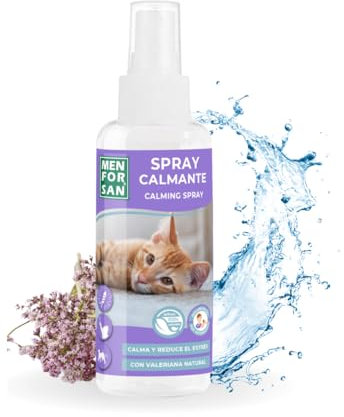 MENFORSAN Spray calmante para Gatos | con Valeriana Natural | Calma y Reduce el Estrés | Efecto Inmediato | 60 ml