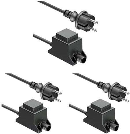 ledscom.de 3 Stück 10W LED Trafo-Netzteil/Transformator für Stecksystem NEMO, Stecker, 12V AC, schwarz, IP65