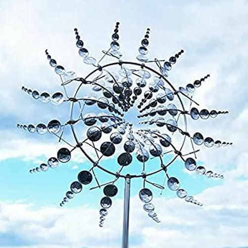 Einzigartige Metall Windmühle,Gartenwindmühle Aus Edelstahl,3D-windbetriebene Kinetische Skulptur,Bewegen Sie Sich mit Dem Wind, Hof Patio Rasen Dekoration
