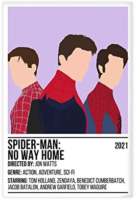 FABIVA Spider-Man No Way Home Poster Film Leinwand Poster Wandkunst Dekor Druck Bild Gemälde für Wohnzimmer Schlafzimmer Dekoration Rahmen Stil 08x12inch (20x30cm)