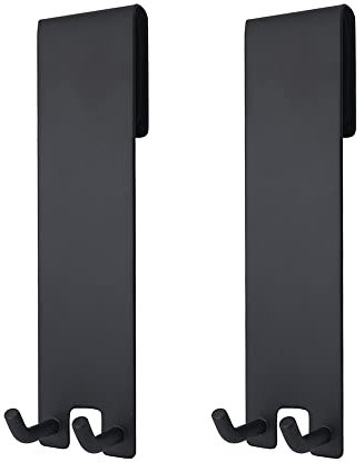 TWSTYFAL Lot de 2 crochets pour paroi de douche, crochet de douche sans perçage, porte-éponge pour évier - Étanche - Pour épaisseur de verre de 6 à 12 mm (noir mat)