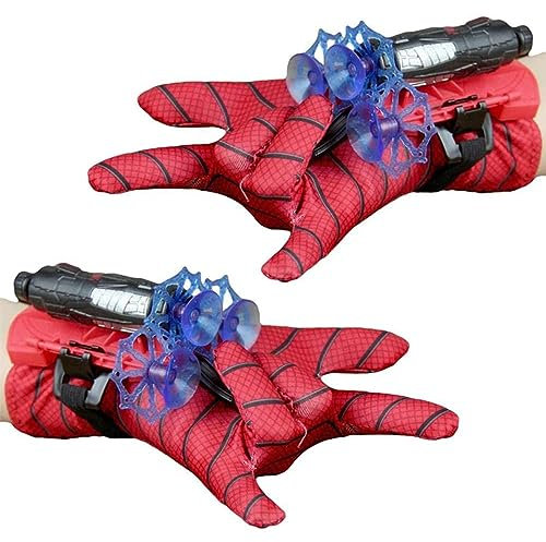 Original Cup® - 2 Gants Spider Lance Toiles d'Araignée pour Enfants et Adultes - Lanceurs de Fléchettes avec Ventouses - Déguisement de Super Héros Comics - Costume Cosplay pour