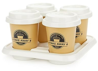 Balvi Set tazzine da caffè Take Away Colore Marrone, Bianco Include Un Vassoio di Porcellana Porcella