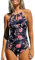 CUPSHE - Costume da bagno da donna con aperture decorative sulla scollatura, arricciatura, per la spiaggia, scollo alto, costume da bagno intero, XS