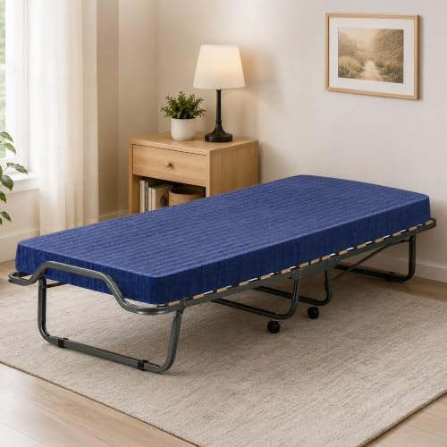 Talamo Italia - Klappbett Piera, platzsparendes Feldbett mit 15-Lattenrost, inklusive Schutzhülle, 100% Made in Italy, 80x200h40 cm, inklusive Memory-Matratze
