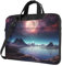 Laptop-Umhängetasche mit Alien-Planeten-Motiv, mit Schultergurt, Aktentasche, schmale Computertasche für Damen und Herren, Schwarz, 14 inch