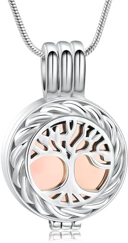 QGJNSGC Cremation Jewellery Tree of Life Urn Necklace for Ashes Pendant Necklace Memorial Locket Inside Mini Case Keepsake Jewelry for Women Men