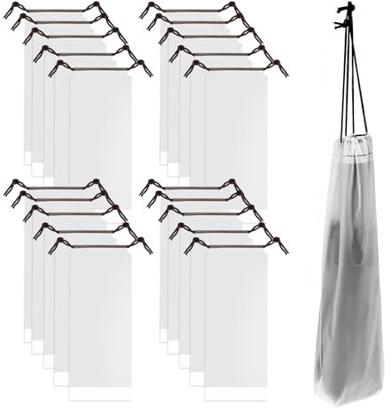 Adorila 20 Pack Wet Umbrellas, Waterproof Folding Travel Umbrella Storage Bags, Reusable Translucent Umbrella Carry Bags for Home Office Outdoor Storage