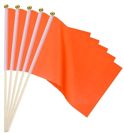 PATIKIL 16Stk Orange Flagge Spiel Einfarbig Orange Fahnen Klein Mini Fahnen Stecken Party Dekoration für Spiel Geburtstag Karneval