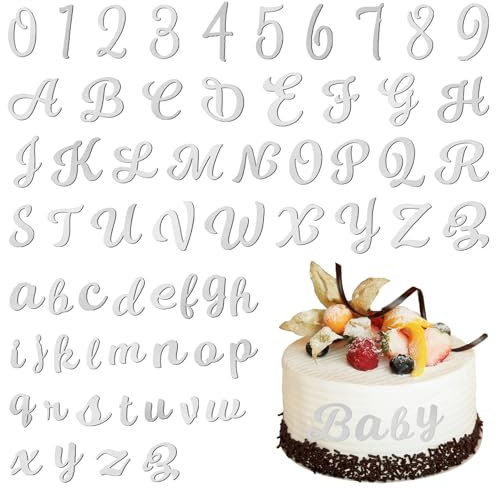 Set of 64 Buchstaben Kuchen Deko Buchstaben Tortendeko Buchstaben Für Torte Happy Birthday Tortendeko Geburtstag Torten Deko Kuchen Deko Kuchendeko Geburtstag Kuchendeko (Silber)