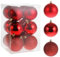 RELONGGI Christmas Tree Baubles, 12pcs 8cm Pre-Strung Baubles, 3 Style Shatterproof Ornaments for Birthday, Halloween, Holiday, Wedding, Christmas Tree Decorations (Red, Large)