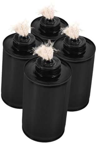 Alipis 4 Pièces Bidon D'huile pour Lampe Torche Cartouche Torche Tiki Pot De Carburant pour Torche Cartouche Rechargeable pour Torche Lampe Torche à Flamme Rechargeable Le Fer Black