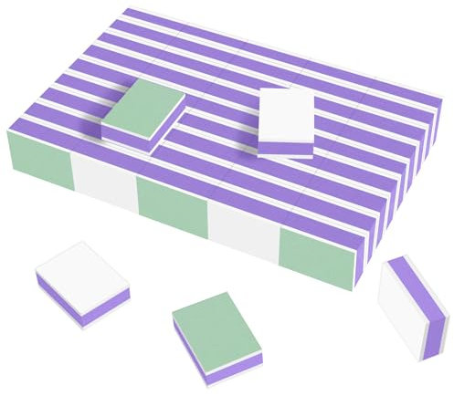 CGBE Taco Pulidor Uñas Naturales: Bloque Pulido Uñas Doble Cara Grano 1000/4000 - Mini Lima Fina Suave y Brillante Uñas - Buffer de Uñas para Uso Doméstico y Salón - 50 Piezas (Morado)