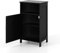 Multigot Bathroom Floor Cabinet, Wooden Single Door Storage Cupboard with Adjustable Shelf, Freestanding Organizer Unit Narrow Corner Side Cabinet for Bathroom Living Room Entryway (Black)