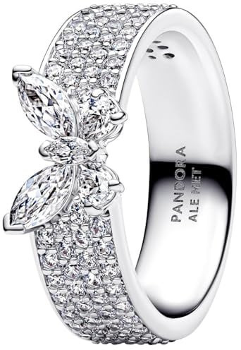 PANDORA Timeless Funkelnder Schmetterling Markanter Ring aus Sterling Silber mit Zirkonia, Größe: 50, 194270C01-50