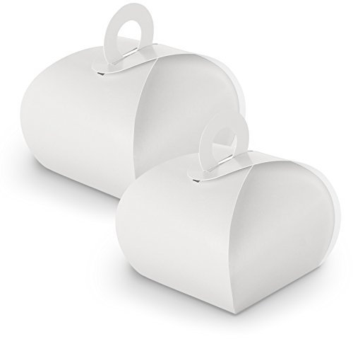 itenga 10x GeschenkBox Schachtel mit Griff weiß aus Karton zum Befüllen (Gastgeschenk, Hochzeit Taufe Geburt Kommunion Konfirmation)