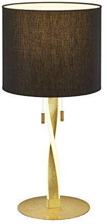 Trio Leuchten Nandor 575310379 Tischleuchte, Metall Schwarz Matt/Goldfarbig, 3 Watt, Stoffschirm Schwarz