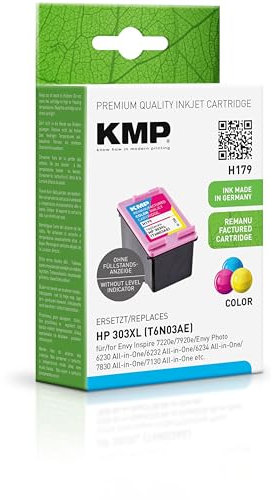 KMP Tintenpatrone passend für HP 303XL (T6N03AE) 3-farbig - H179 - für Envy Photo 6230 All-in-One 6232 All-in-One 6234 All-in-One 7830 All-in-... etc.