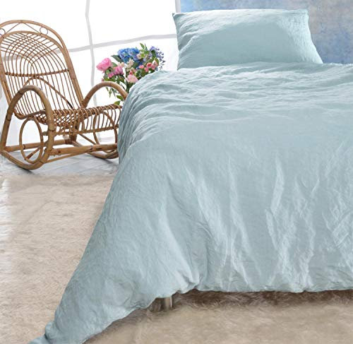 Wohnen & Accessoires GmbH & Co. KG Leinen-Bettwäsche Set Sintra 135x200cm + 40x80cm grau-blau