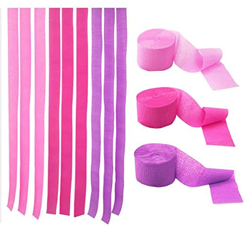 CC wonderland zone 6 Rolls Krepppapier Rosa,Kreppbänder for Party Feier Dekoration,jeweils 4.5CMx25M(Rosa/Rosarot/Hellviolett)
